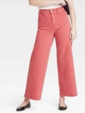 Universal Thread Women 8 Light Red Denim High Rise Sailor Wide Leg Jeans NWT